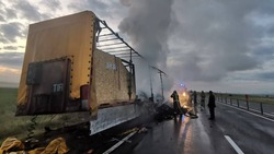 Дальнобойщик лишился своего груза из-за пожара на трассе «Кавказ» под Минводами